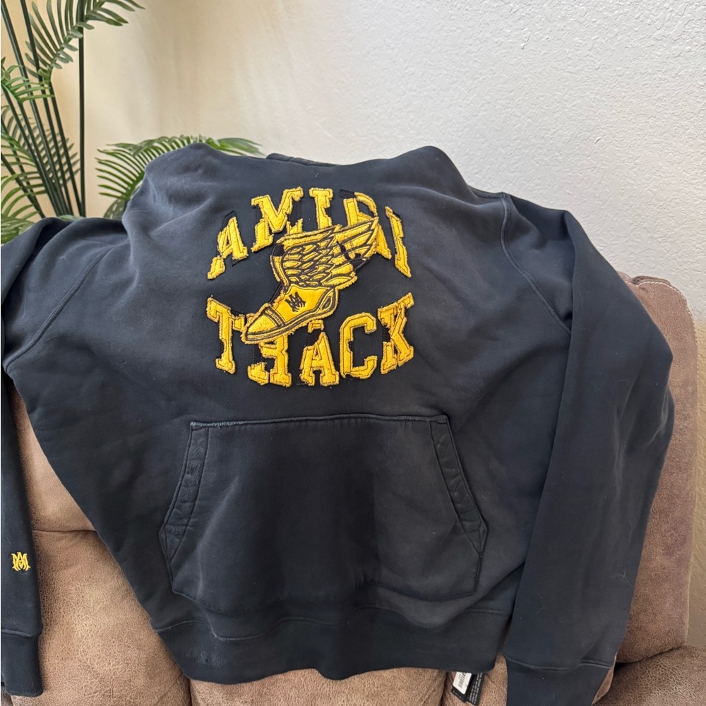 AMIRI Black Hoodie with Yellow Logo